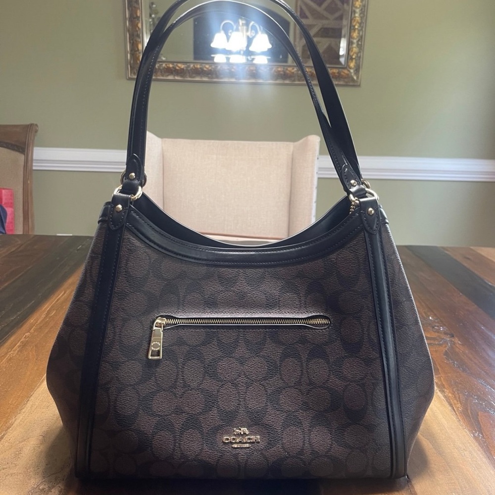 Coach Black and Brown Signature Shoulder Bag - Picture 2 of 16